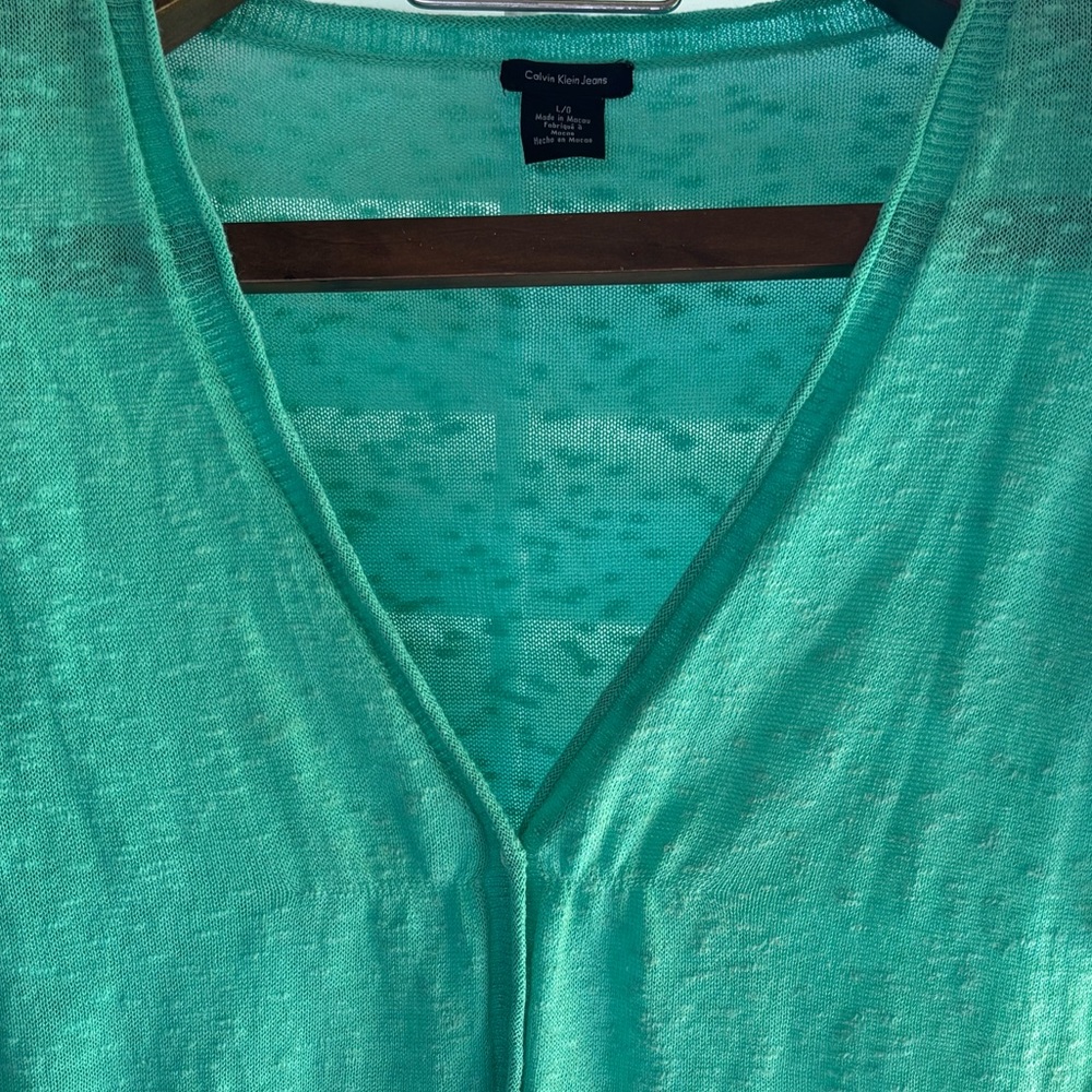 Calvin Klein Turquoise‎ Button-Up sweater large